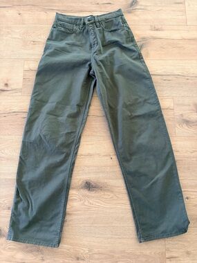 Good American Olive Green Straight Leg Pants